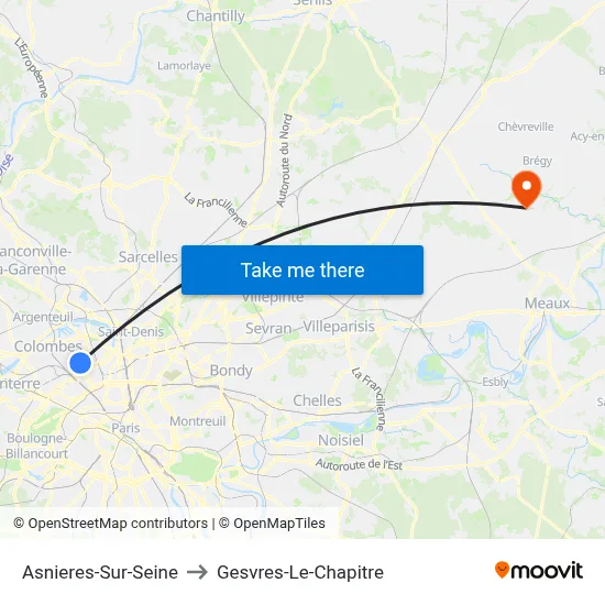 Asnieres-Sur-Seine to Gesvres-Le-Chapitre map