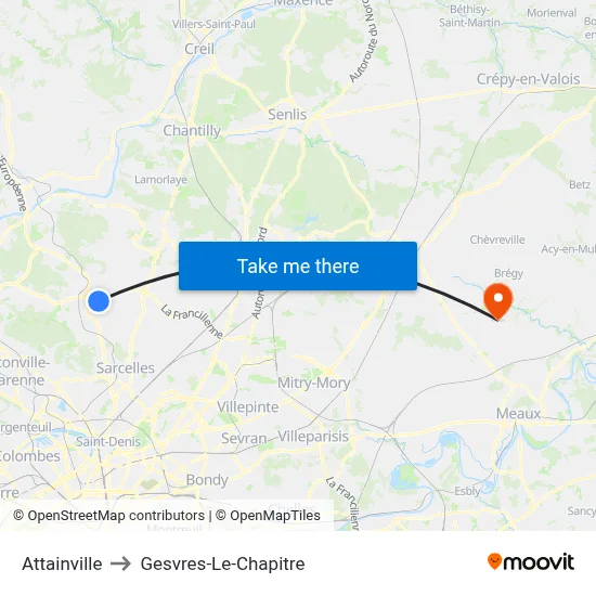 Attainville to Gesvres-Le-Chapitre map