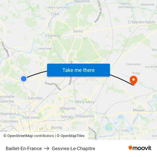 Baillet-En-France to Gesvres-Le-Chapitre map