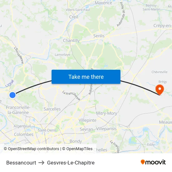 Bessancourt to Gesvres-Le-Chapitre map