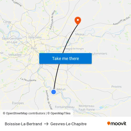 Boissise-La-Bertrand to Gesvres-Le-Chapitre map