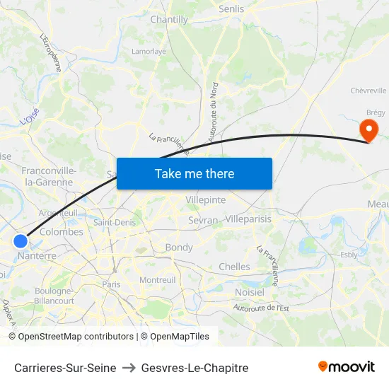 Carrieres-Sur-Seine to Gesvres-Le-Chapitre map