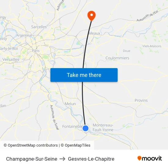Champagne-Sur-Seine to Gesvres-Le-Chapitre map