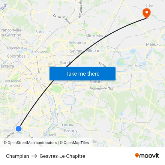 Champlan to Gesvres-Le-Chapitre map