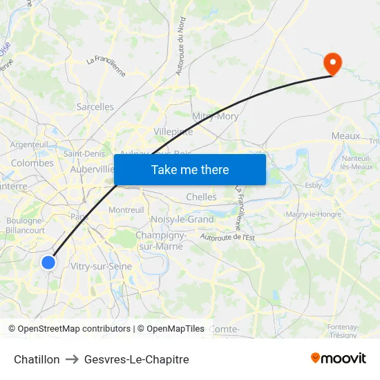Chatillon to Gesvres-Le-Chapitre map