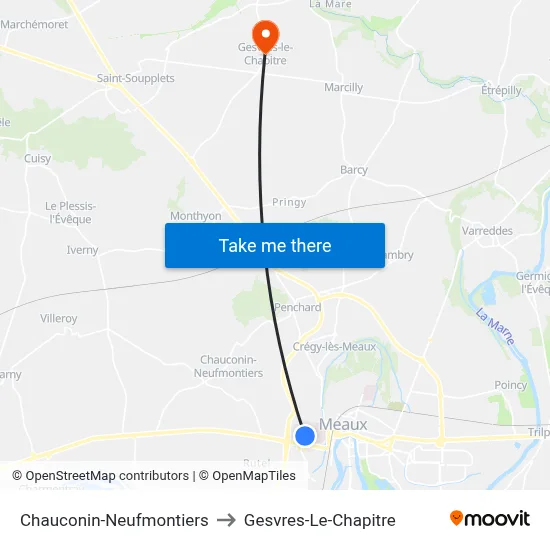 Chauconin-Neufmontiers to Gesvres-Le-Chapitre map