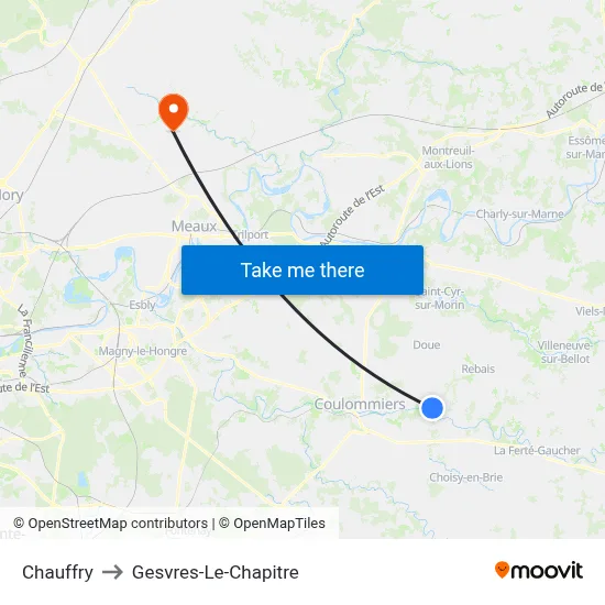 Chauffry to Gesvres-Le-Chapitre map
