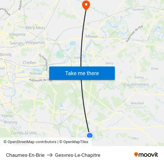 Chaumes-En-Brie to Gesvres-Le-Chapitre map