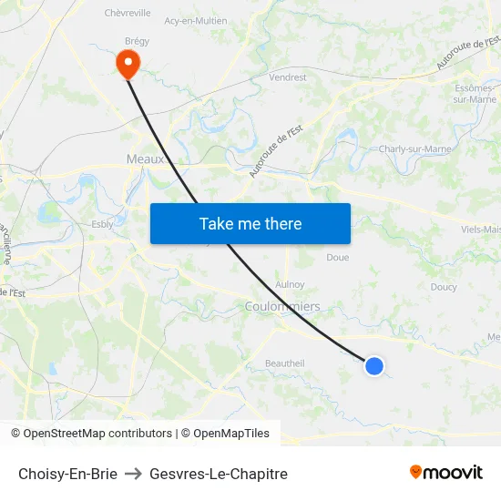 Choisy-En-Brie to Gesvres-Le-Chapitre map