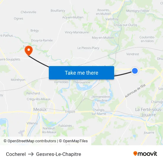 Cocherel to Gesvres-Le-Chapitre map