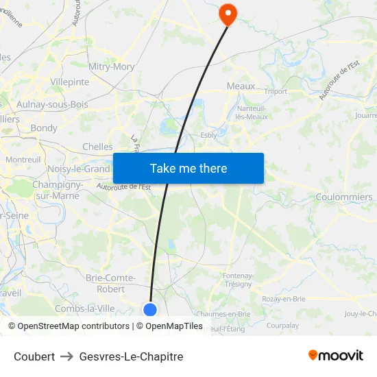 Coubert to Gesvres-Le-Chapitre map