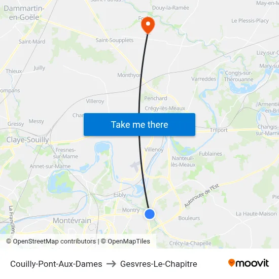 Couilly-Pont-Aux-Dames to Gesvres-Le-Chapitre map