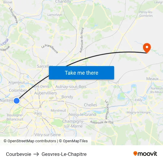 Courbevoie to Gesvres-Le-Chapitre map