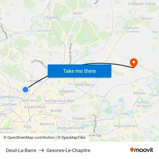 Deuil-La-Barre to Gesvres-Le-Chapitre map