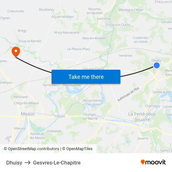 Dhuisy to Gesvres-Le-Chapitre map