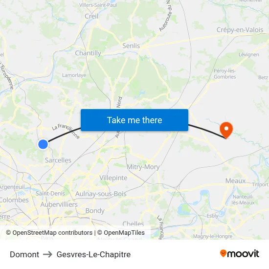 Domont to Gesvres-Le-Chapitre map