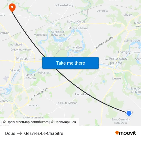 Doue to Gesvres-Le-Chapitre map