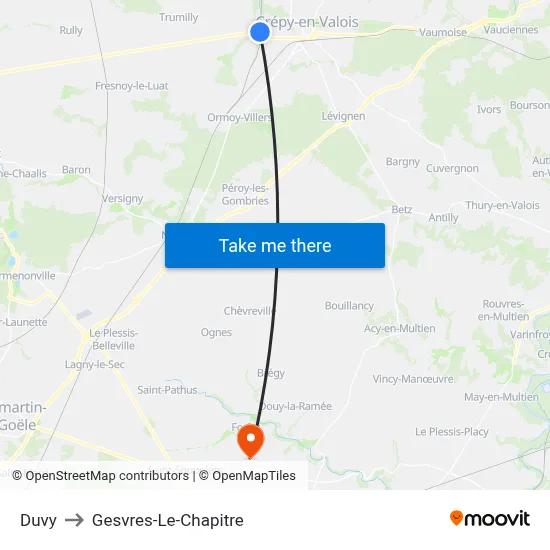 Duvy to Gesvres-Le-Chapitre map