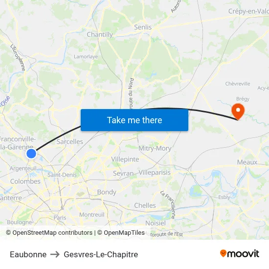 Eaubonne to Gesvres-Le-Chapitre map