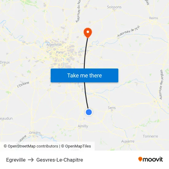 Egreville to Gesvres-Le-Chapitre map