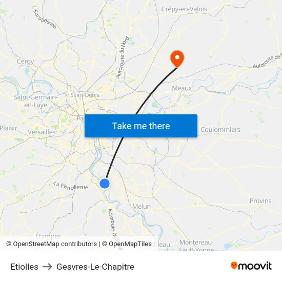 Etiolles to Gesvres-Le-Chapitre map