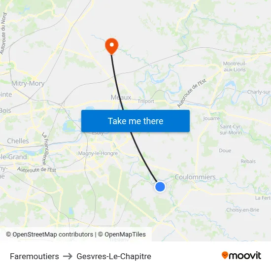 Faremoutiers to Gesvres-Le-Chapitre map