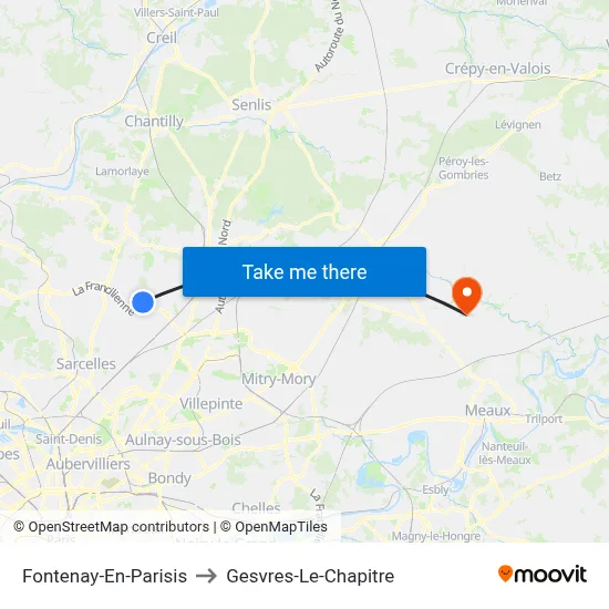 Fontenay-En-Parisis to Gesvres-Le-Chapitre map