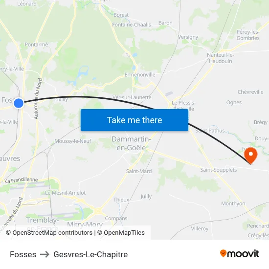Fosses to Gesvres-Le-Chapitre map