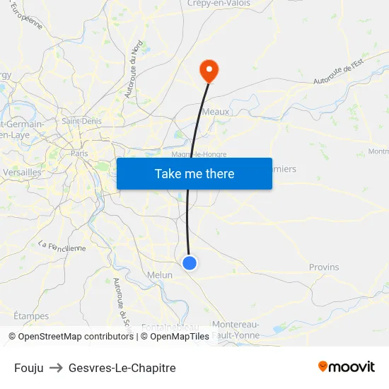 Fouju to Gesvres-Le-Chapitre map