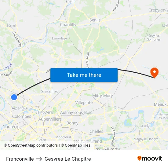Franconville to Gesvres-Le-Chapitre map
