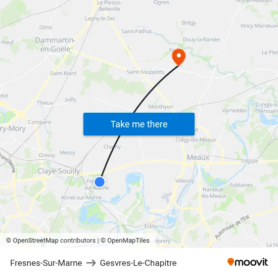 Fresnes-Sur-Marne to Gesvres-Le-Chapitre map