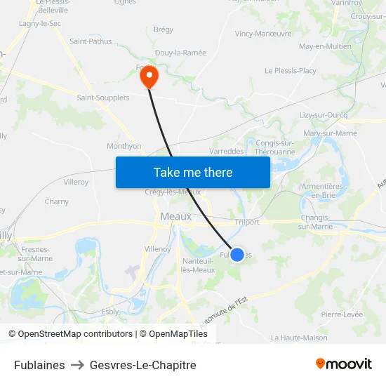 Fublaines to Gesvres-Le-Chapitre map
