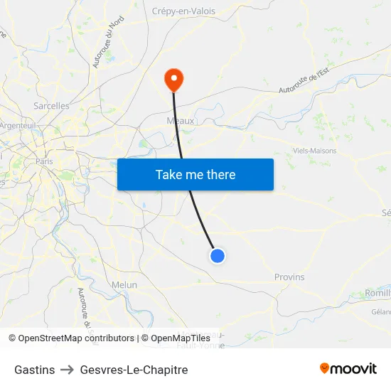 Gastins to Gesvres-Le-Chapitre map