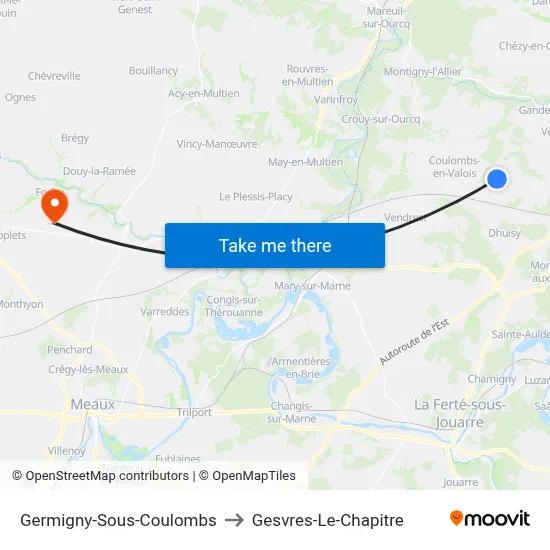 Germigny-Sous-Coulombs to Gesvres-Le-Chapitre map