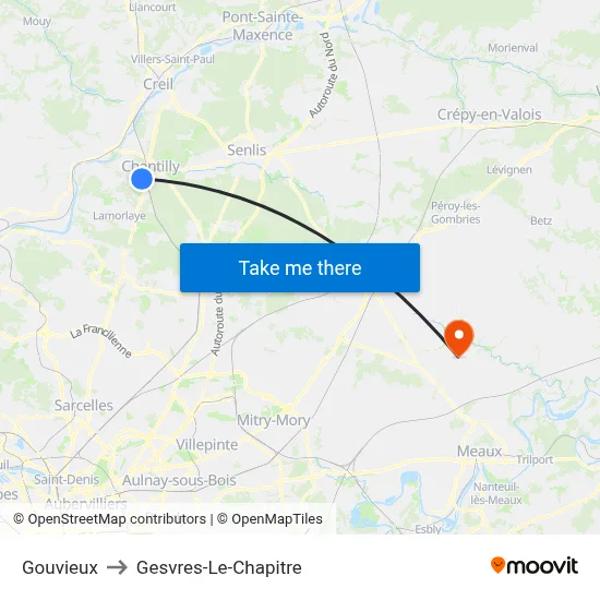 Gouvieux to Gesvres-Le-Chapitre map