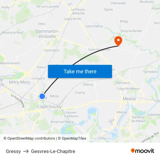 Gressy to Gesvres-Le-Chapitre map