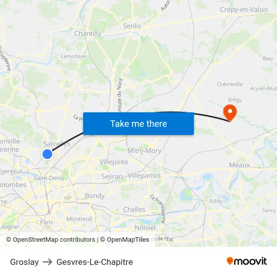 Groslay to Gesvres-Le-Chapitre map