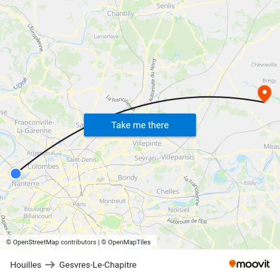 Houilles to Gesvres-Le-Chapitre map