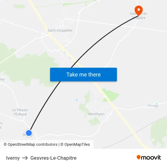 Iverny to Gesvres-Le-Chapitre map