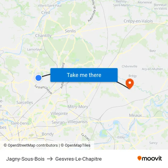Jagny-Sous-Bois to Gesvres-Le-Chapitre map
