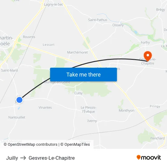 Juilly to Gesvres-Le-Chapitre map