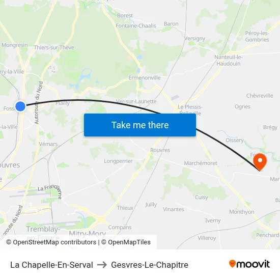 La Chapelle-En-Serval to Gesvres-Le-Chapitre map