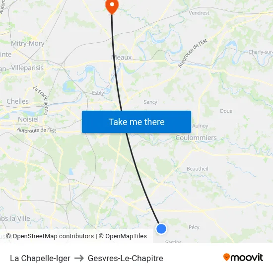 La Chapelle-Iger to Gesvres-Le-Chapitre map