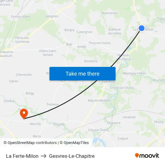 La Ferte-Milon to Gesvres-Le-Chapitre map