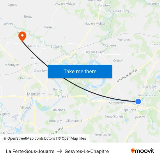 La Ferte-Sous-Jouarre to Gesvres-Le-Chapitre map