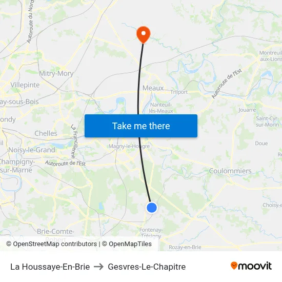 La Houssaye-En-Brie to Gesvres-Le-Chapitre map