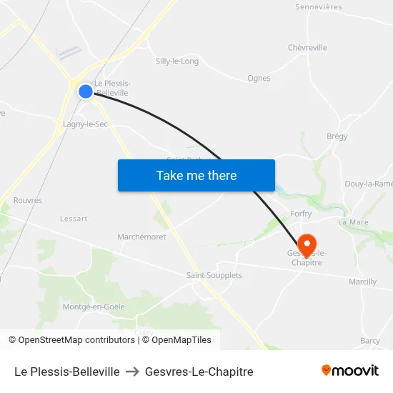Le Plessis-Belleville to Gesvres-Le-Chapitre map