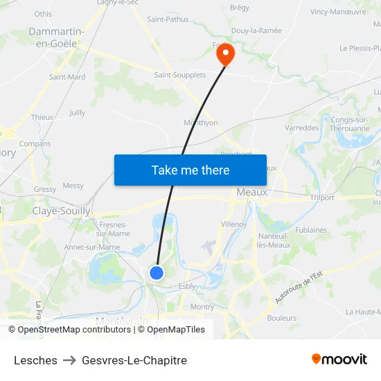 Lesches to Gesvres-Le-Chapitre map