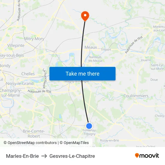 Marles-En-Brie to Gesvres-Le-Chapitre map