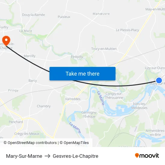 Mary-Sur-Marne to Gesvres-Le-Chapitre map